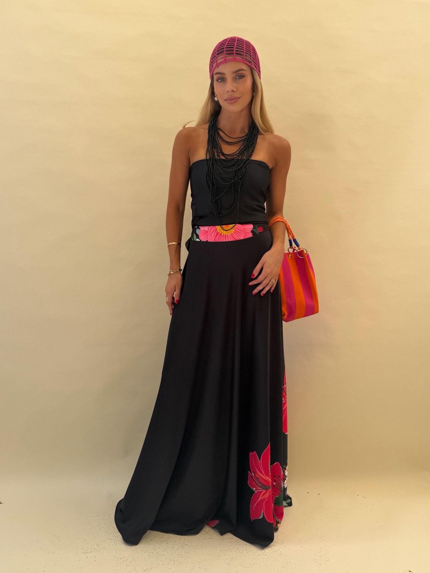 Falda Lucía - Flores Negro