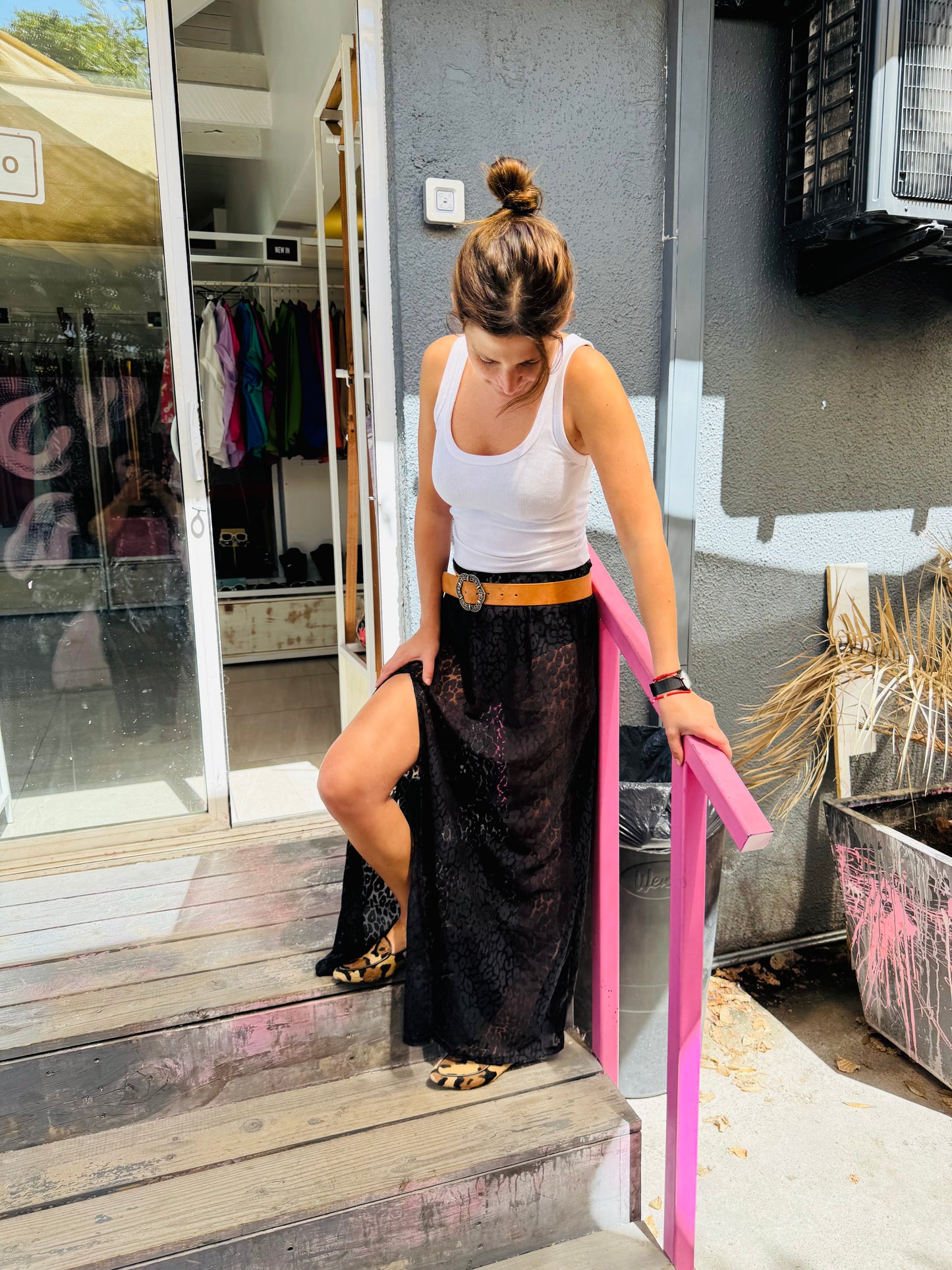 Falda Beatriz print- Negro