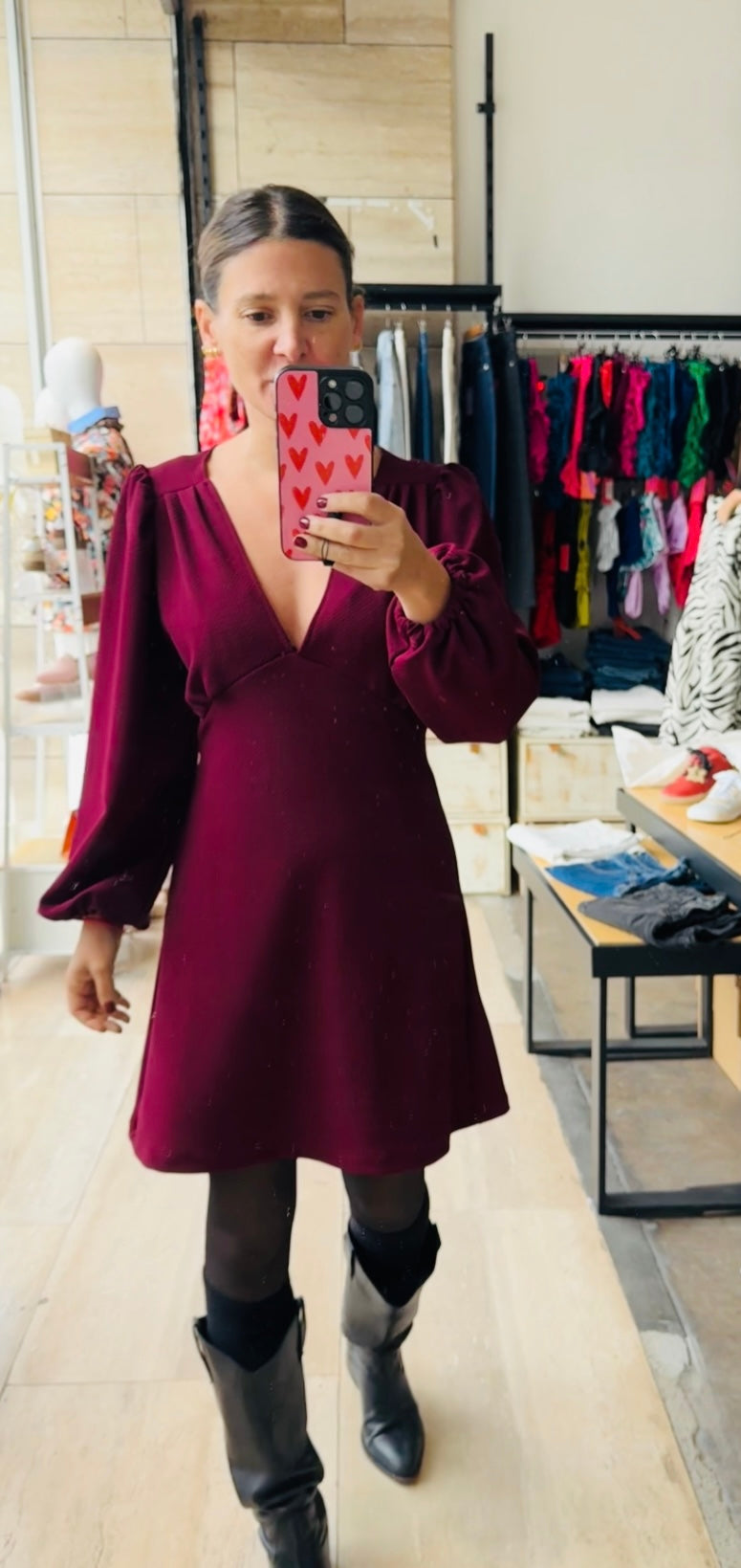 Vestido Amparo burdeo