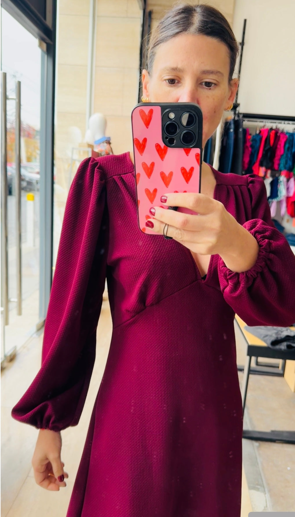 Vestido Amparo burdeo