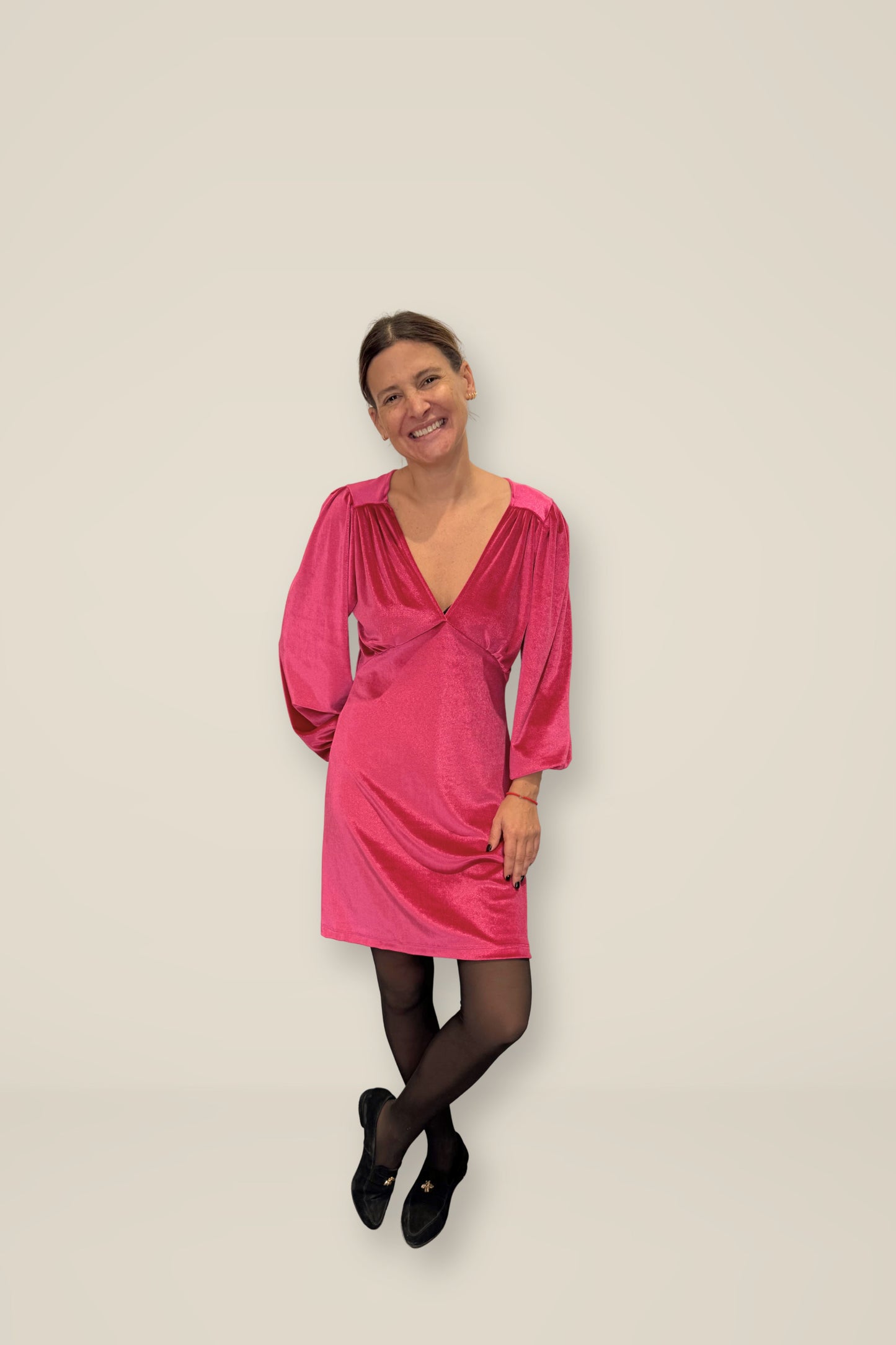 Vestido Amparo velvet fucsia