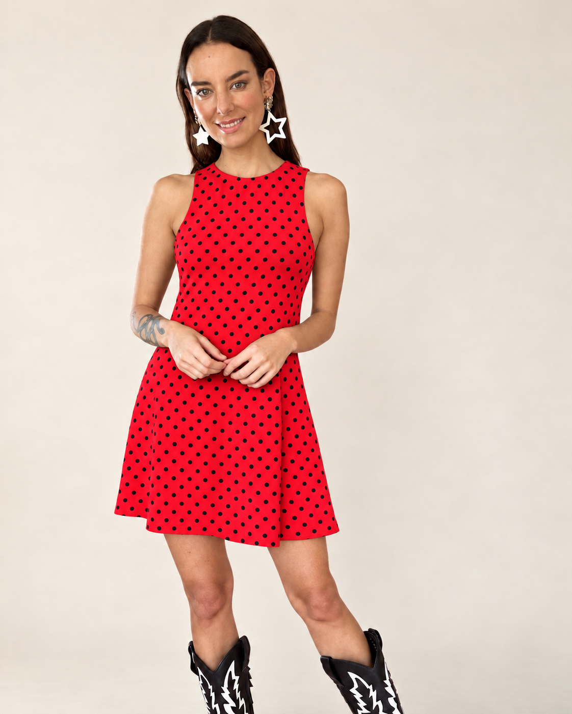Vestido Candelaria - Corto Puntos Rojo