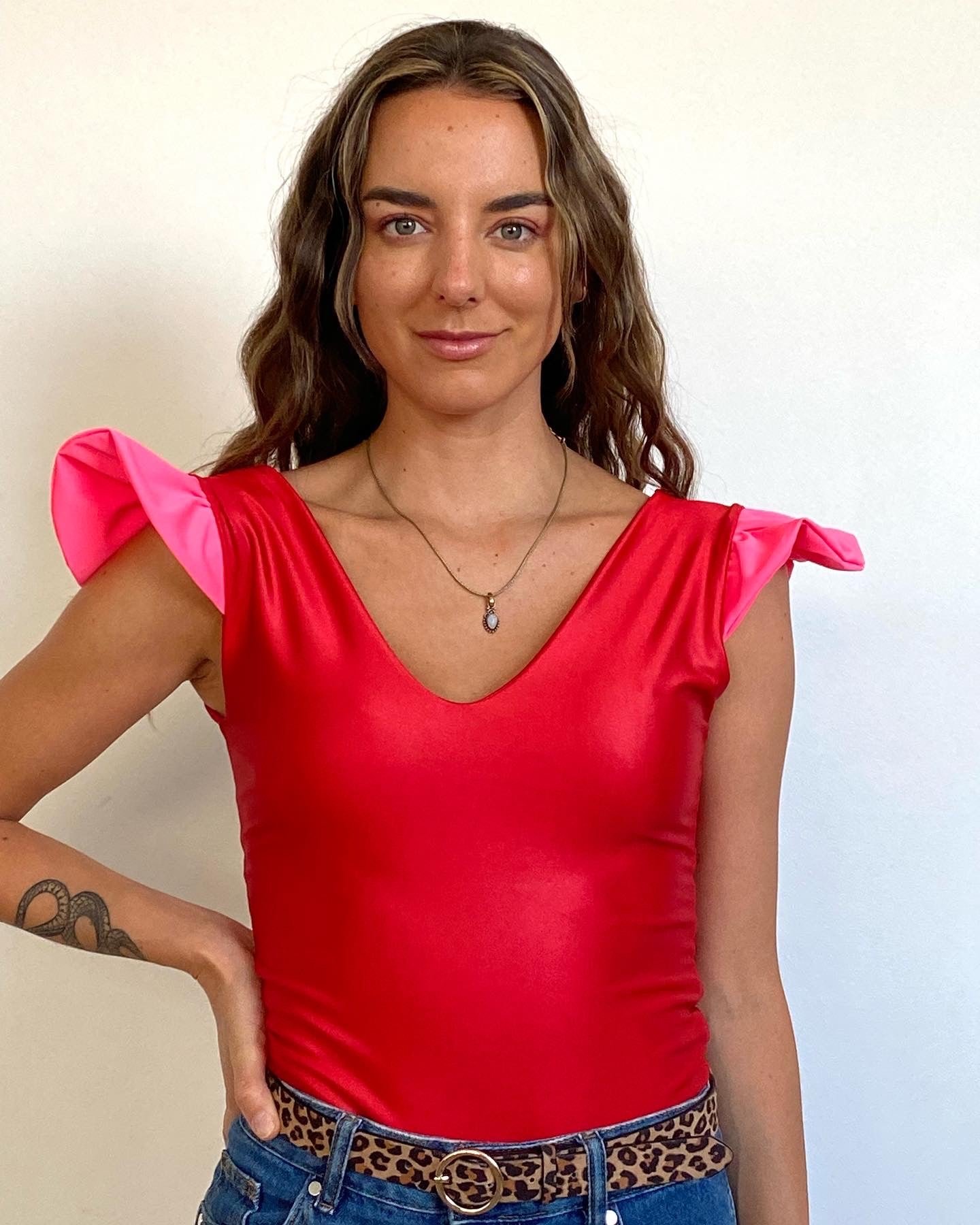 Top Sara - Rojo y Fucsia