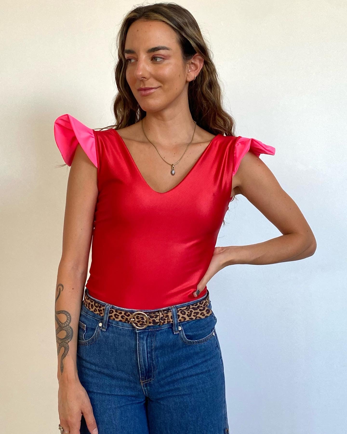 Top Sara - Rojo y Fucsia