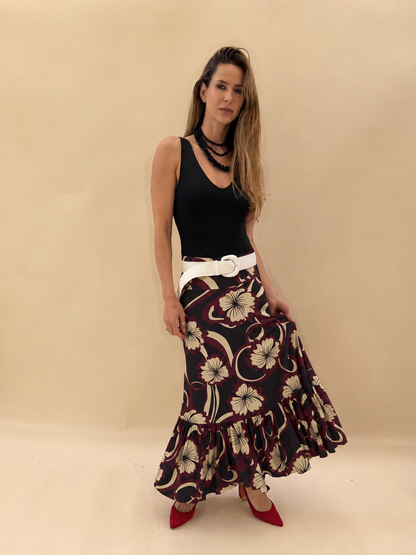 Falda María - Flores Negro