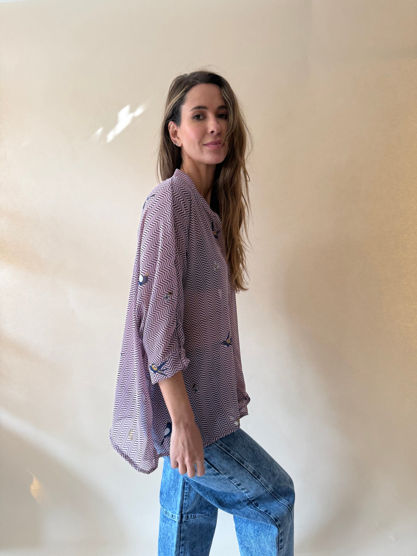 Blusa Paz - Pajaritos rose
