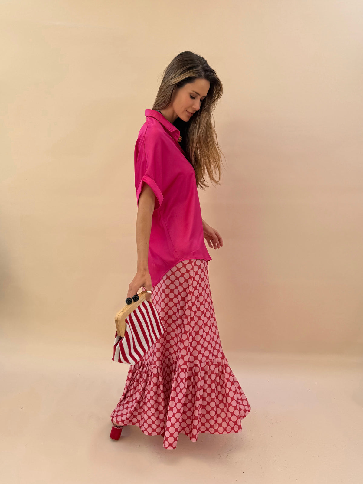 Falda María- Polka Rojo