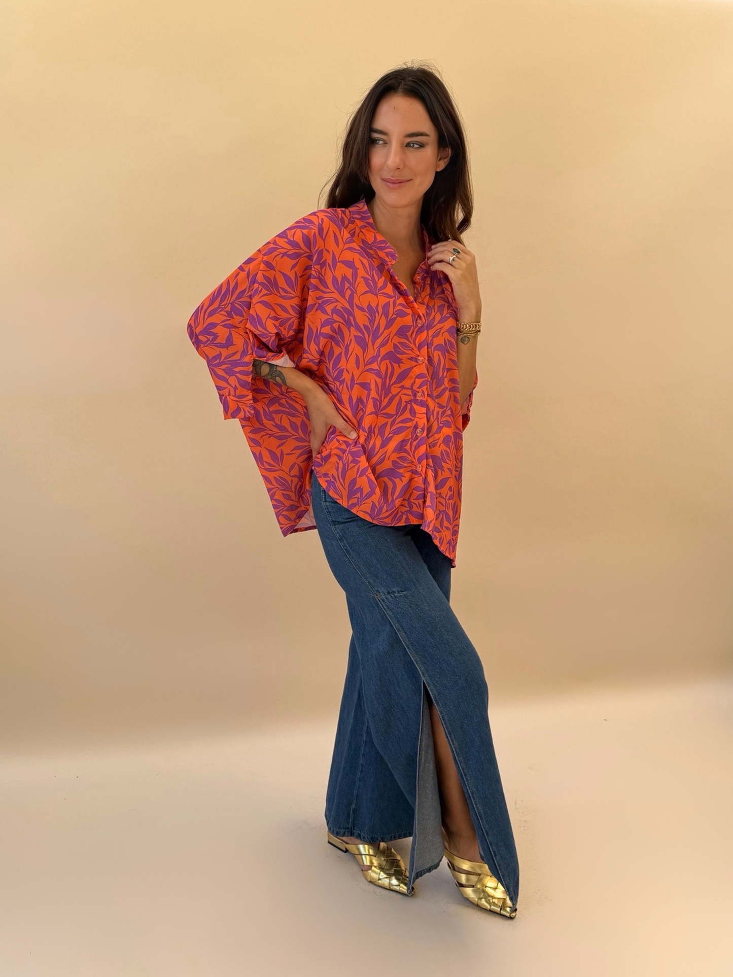 Blusa Paz - Flores Naranja