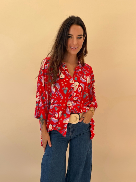 Blusa Paz - Flores Roja