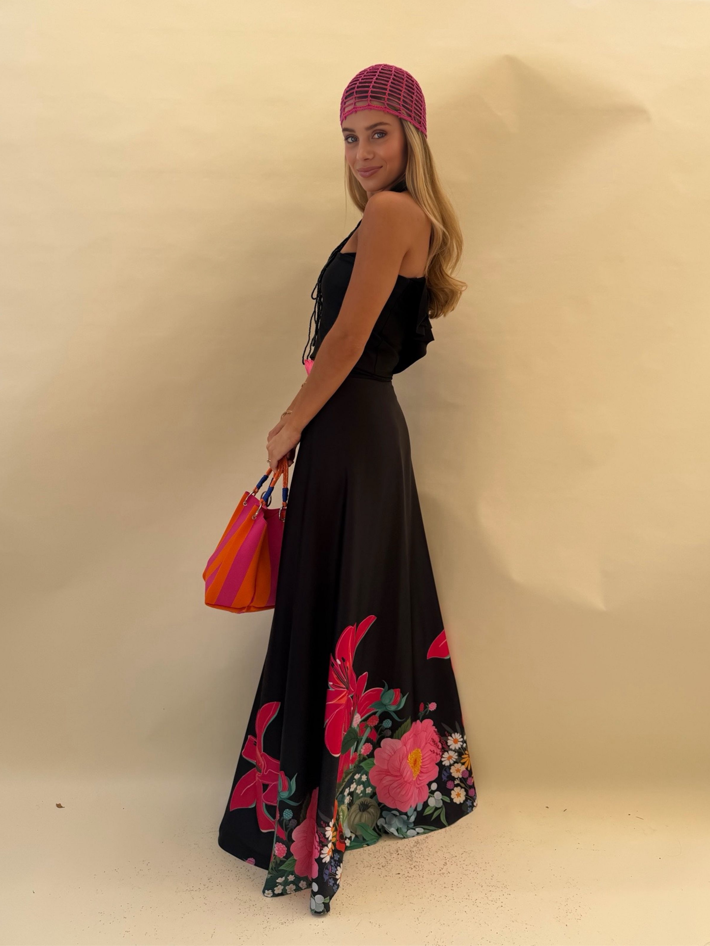 Falda Lucía - Flores Negro