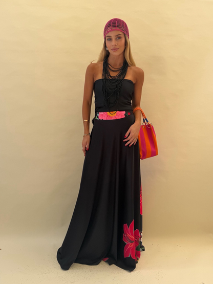 Falda Lucía - Flores Negro