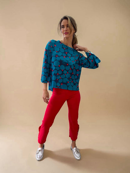 Polera Claudia - Flores Azul