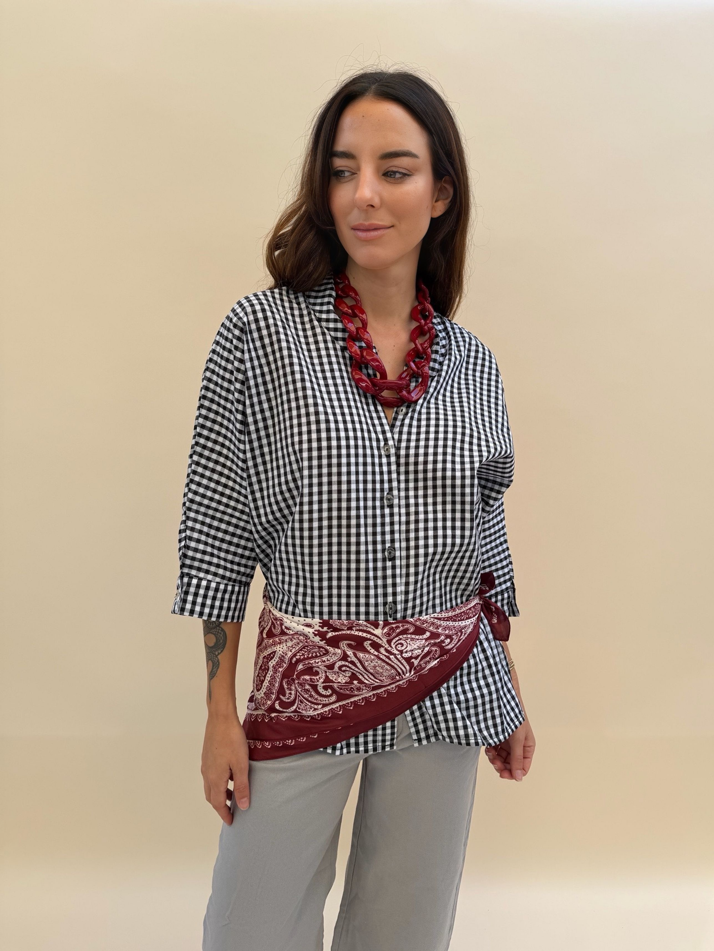 Blusa Paz - Vichy Negro