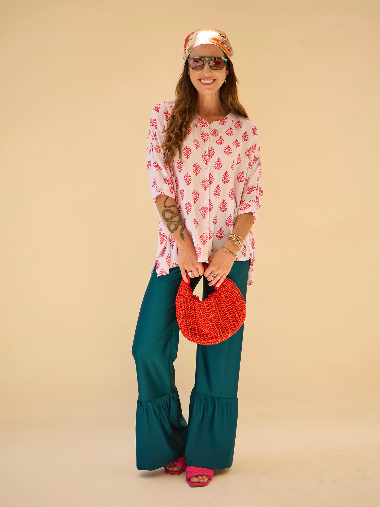 Blusa Paz - Hojas rosadas
