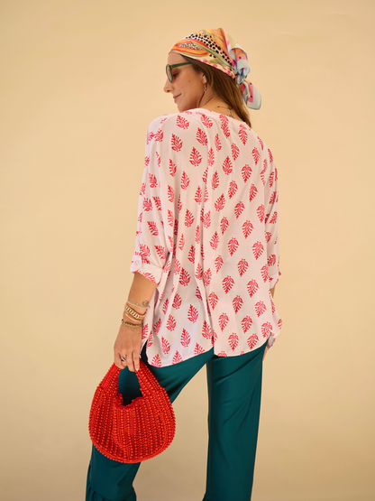Blusa Paz - Hojas rosadas