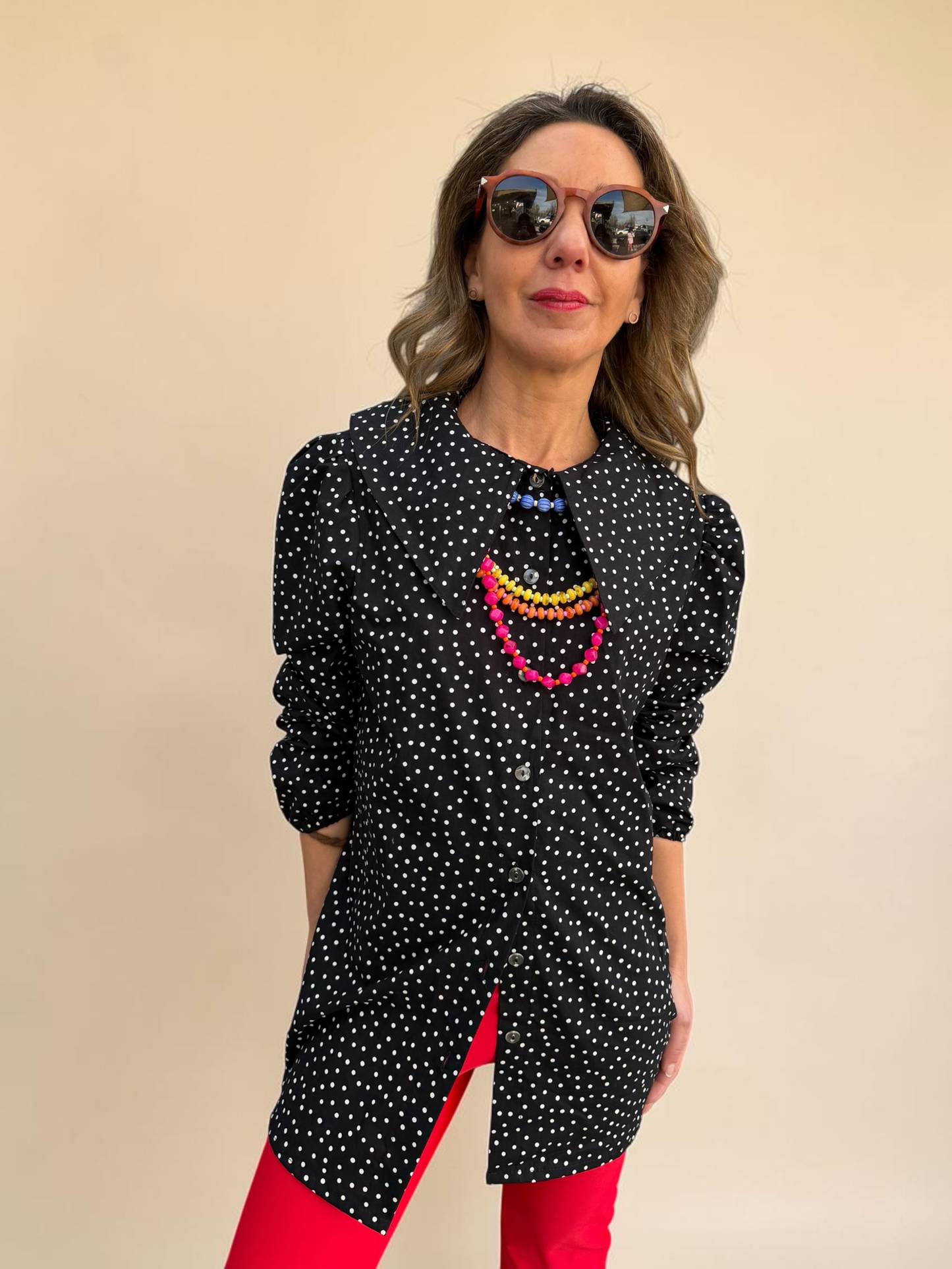 Blusa Clarita - Negra y Puntos