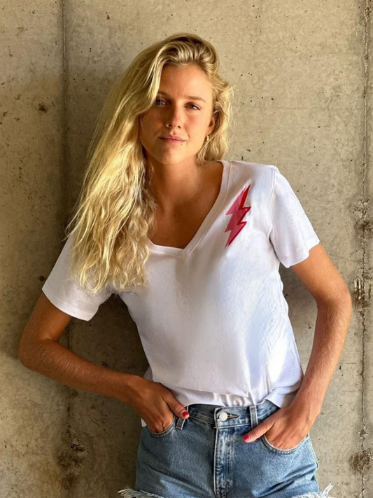Polera Hebra - Estampado Blanca