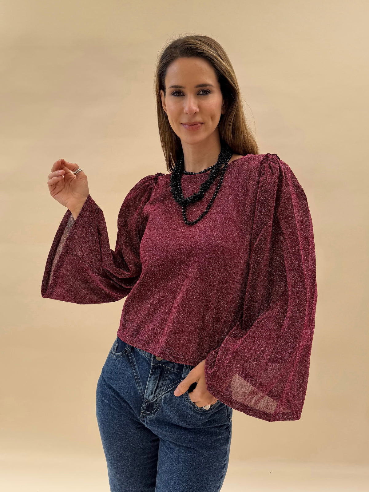Polera Slavka - Burdeo