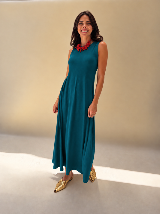 Vestido Candelaria - Largo Petróleo Celeste