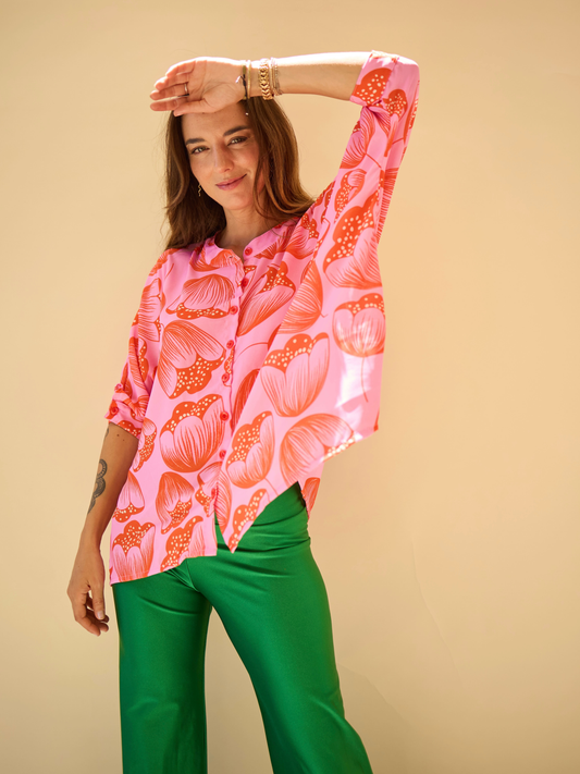 Blusa Paz - flores grandes
