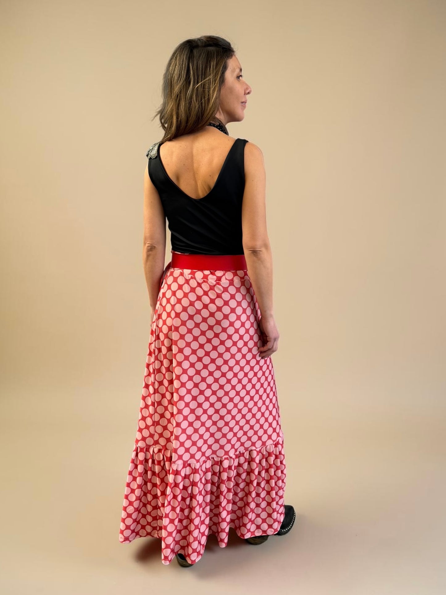 Falda María- Polka Rojo