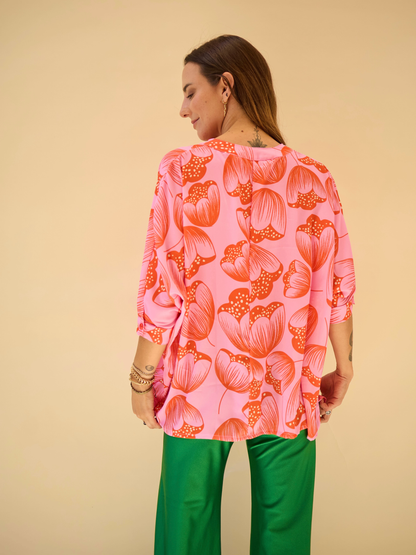 Blusa Paz - flores grandes