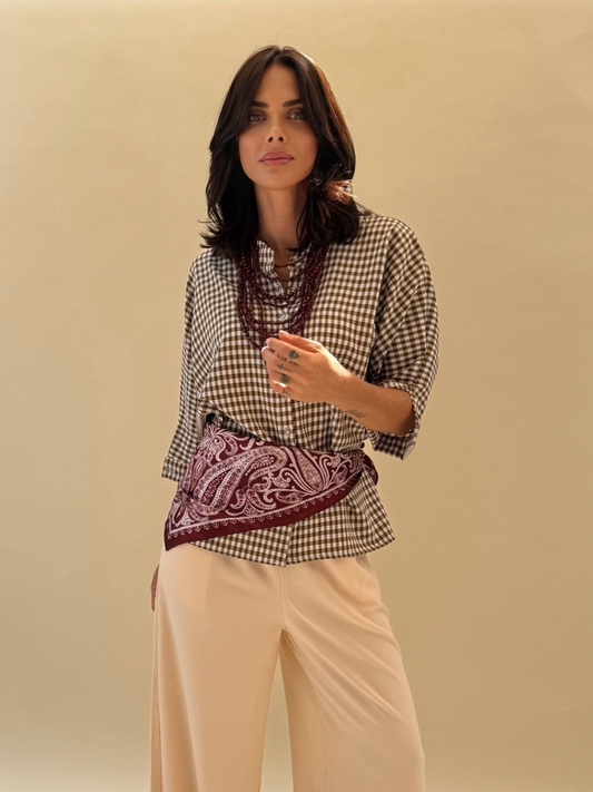 Blusa Paz - Vichy Beige