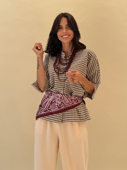 Blusa Paz - Vichy Beige