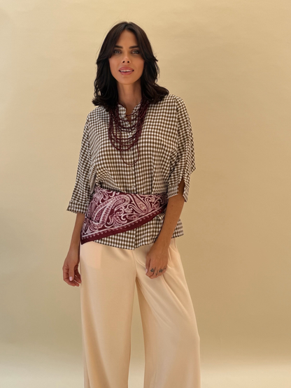 Blusa Paz - Vichy Beige