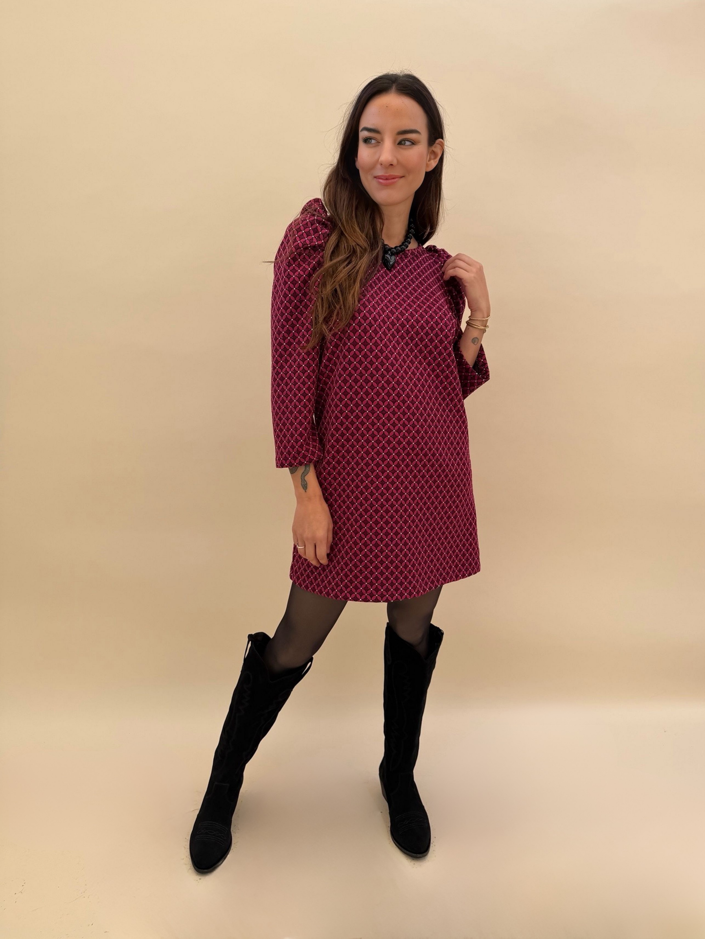 Vestido Anastasia - Print Burdeo