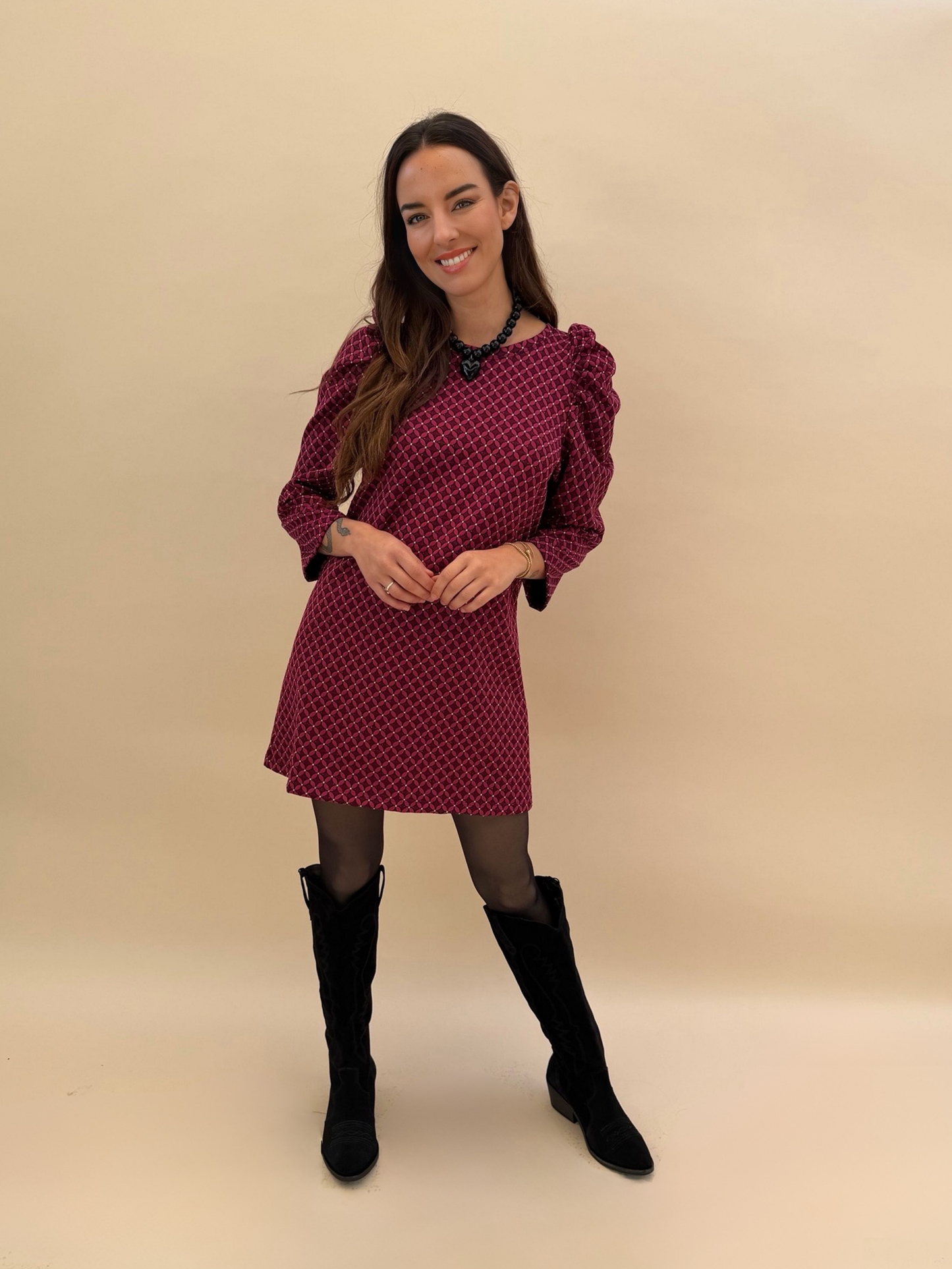 Vestido Anastasia - Print Burdeo