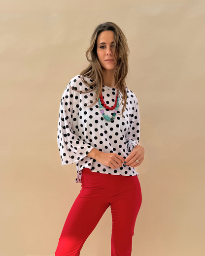 Polera Claudia - Blanca Puntos