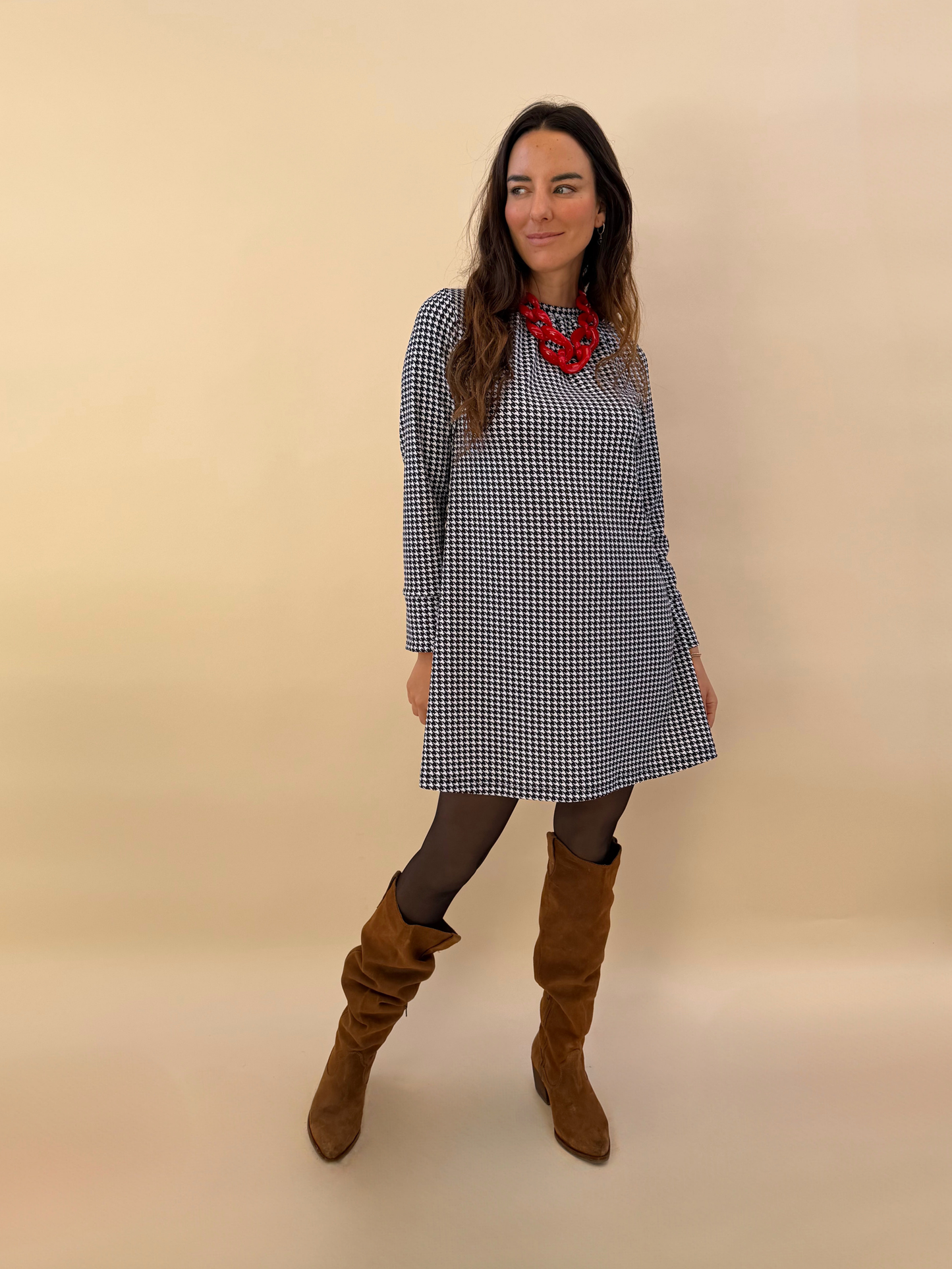 Vestido Roberta - pied de poule