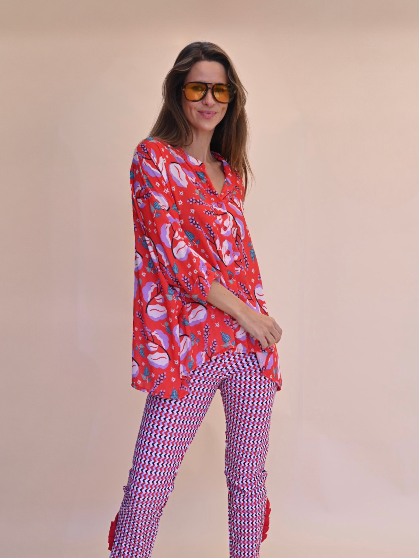 Blusa Paz - Flores Roja