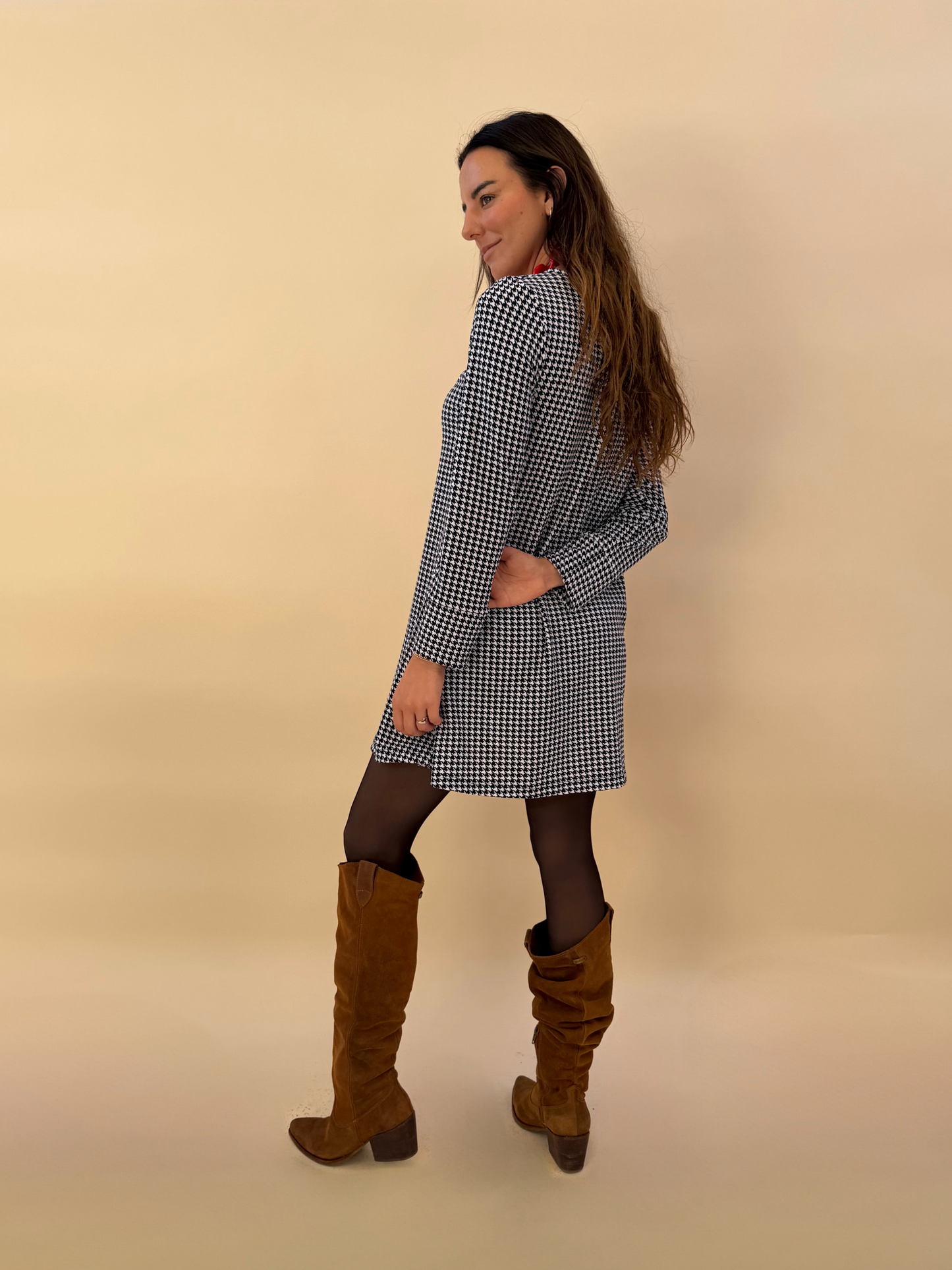 Vestido Roberta - pied de poule