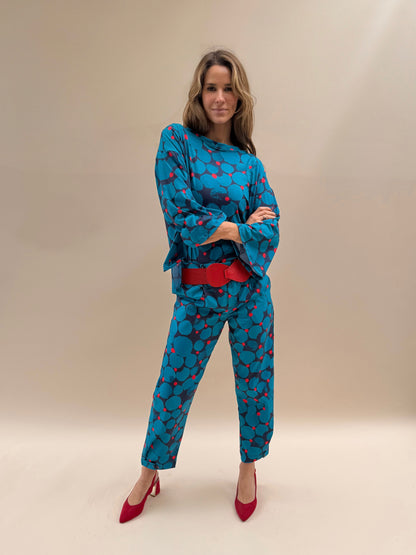 Pantalón Ana - Flores Azul