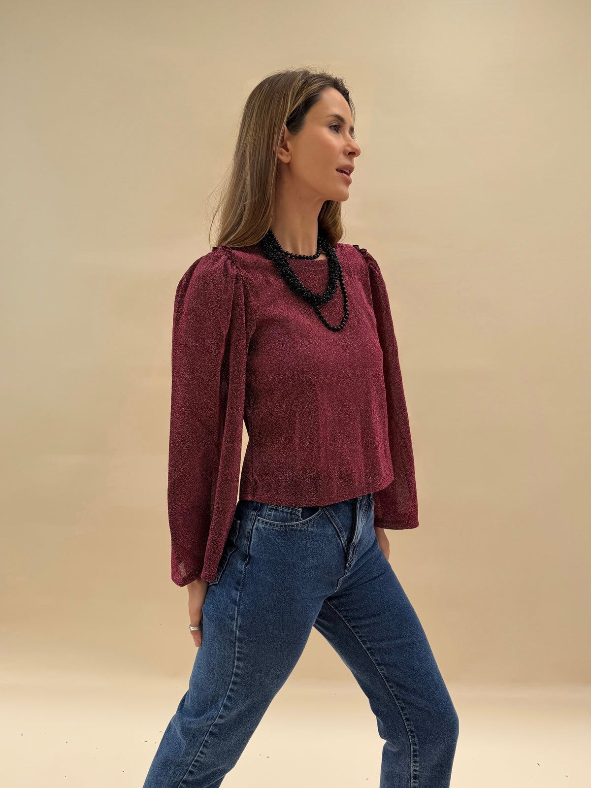 Polera Slavka - Burdeo