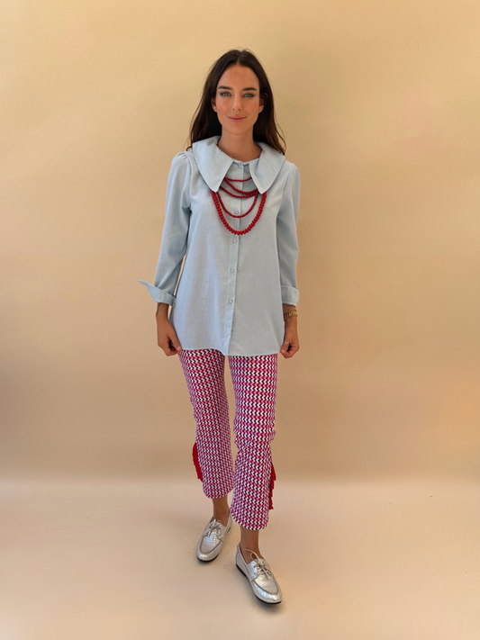 Blusa Clarita Celeste blanca