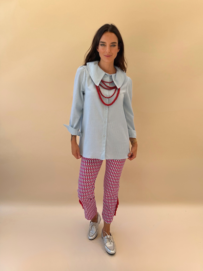 Blusa Clarita Celeste blanca