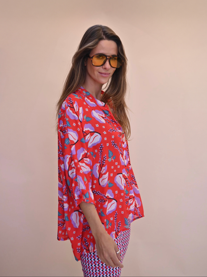 Blusa Paz - Flores Roja