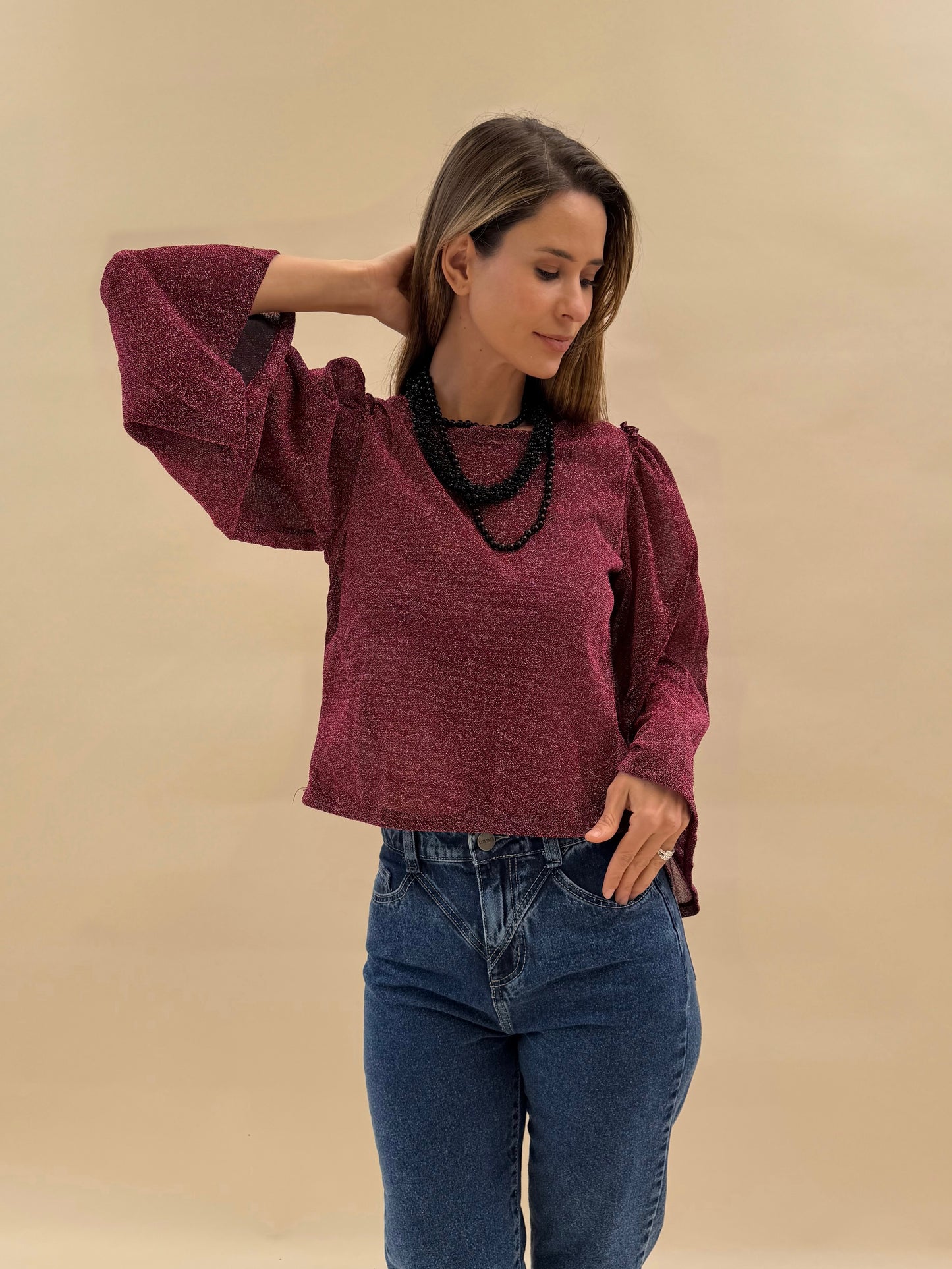 Polera Slavka - Burdeo