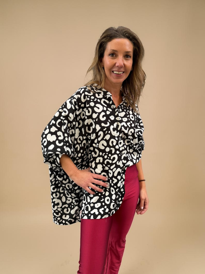 Blusa Paz - Print Blanco y Negro