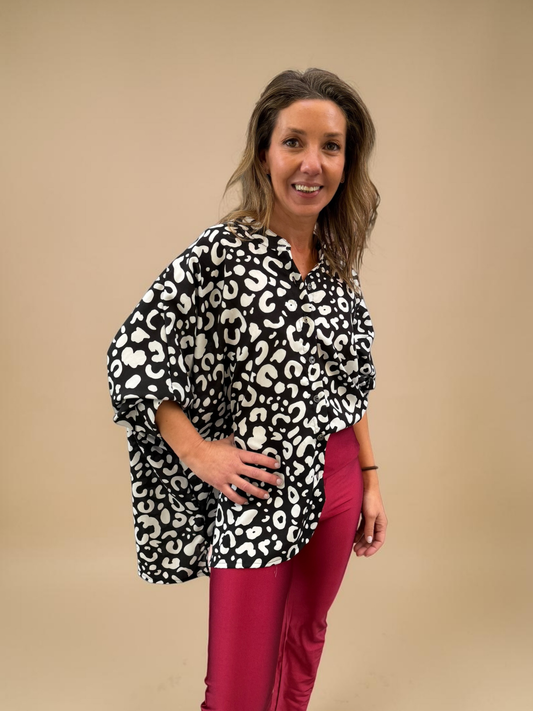 Blusa Paz - Print Blanco y Negro