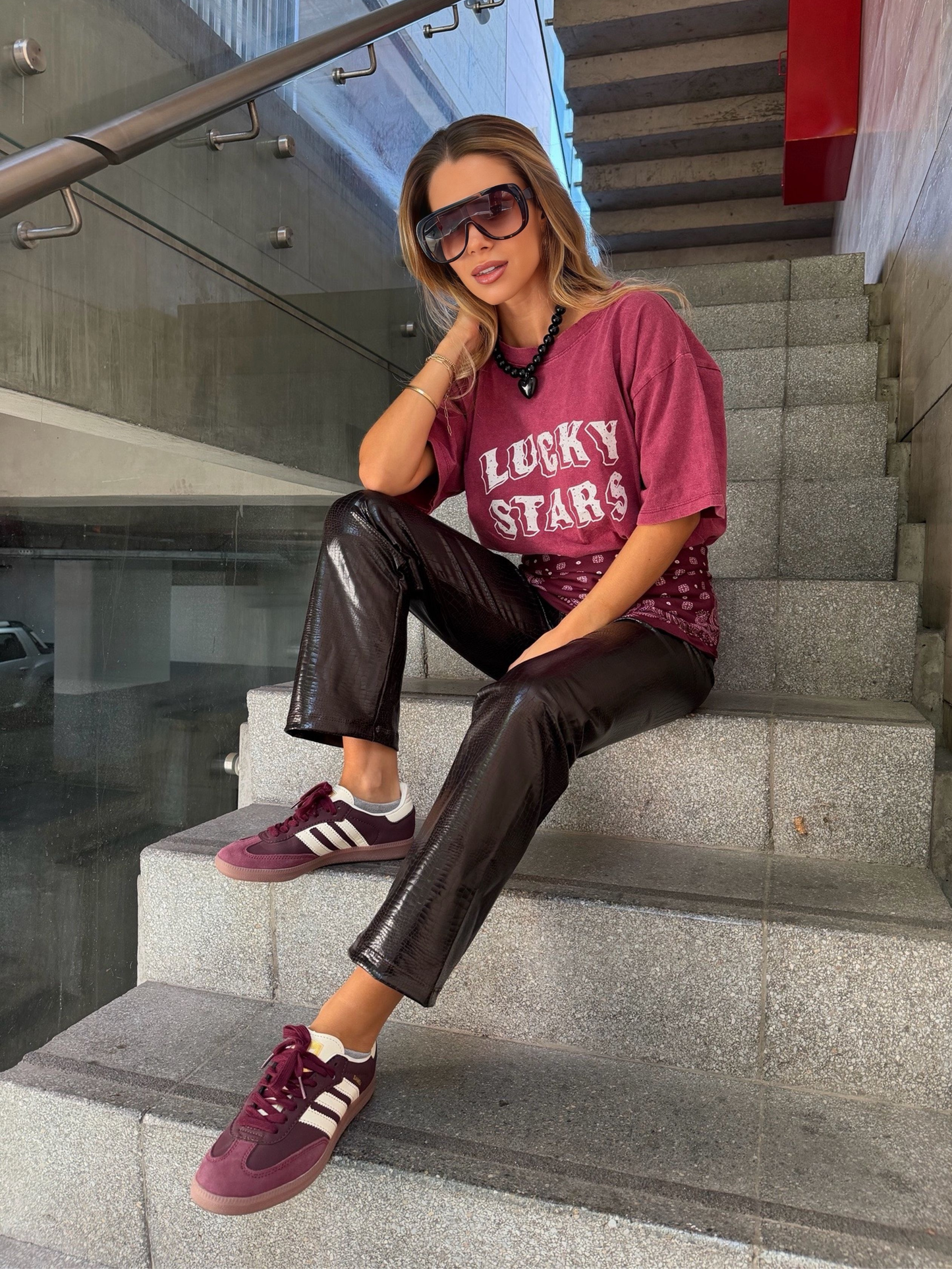 Polera Lucky Stars - Burdeo