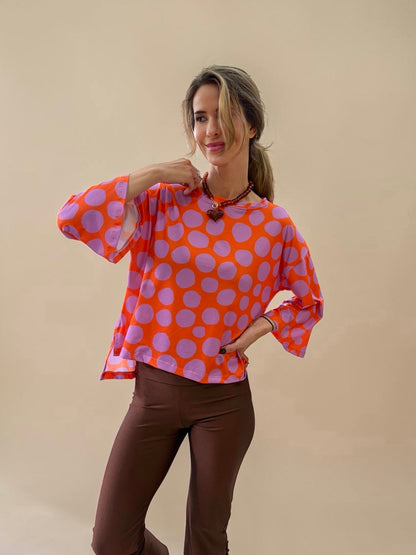 Polera Claudia - Naranjo y Lila