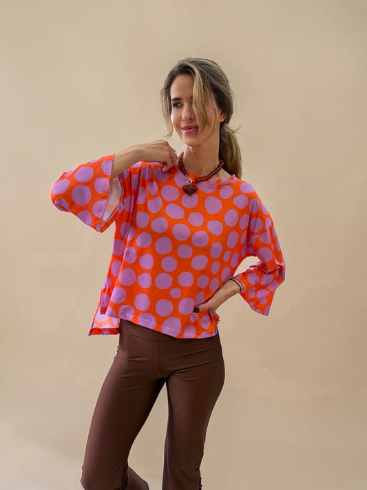 Polera Claudia - Naranjo y Lila