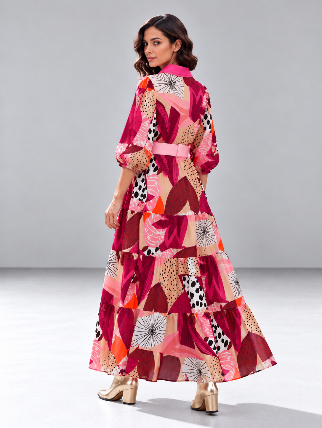 Vestido Camille - Largo Rosado y Rayas