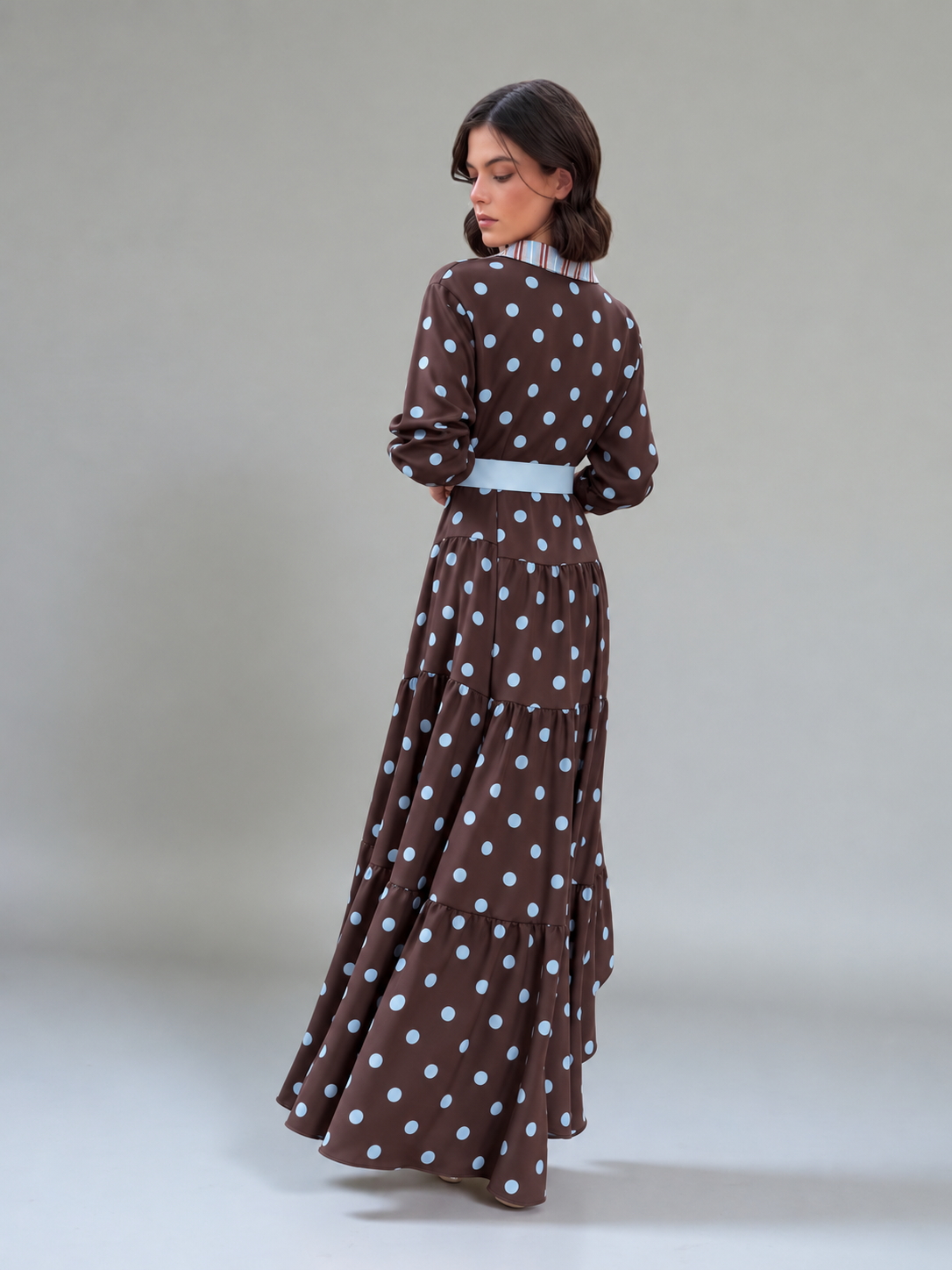Vestido Camille - Largo Puntos Café