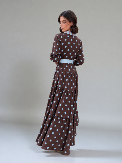 Vestido Camille - Largo Puntos Café