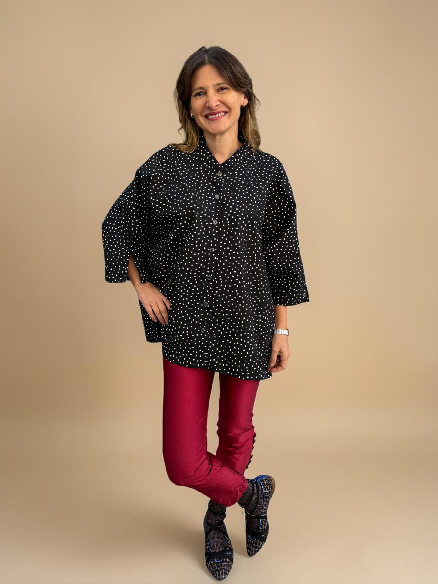 Blusa Paz - Negra y Puntos
